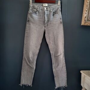 AGOLDE‎ Nico High Rise Slim Raw Hem Cropped Skinny Jeans in Risk Size 27